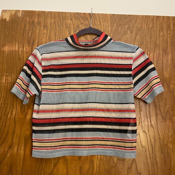 Urban Outfitters Tops - Urban Outfitters Striped Mesh Crop Top